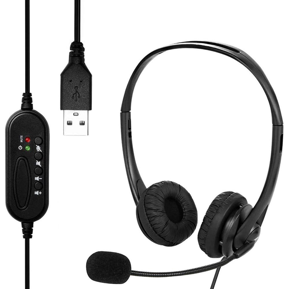 

USB Wired Line Control Microphone Headset for Call Center Online Cellphone, 501 Original
