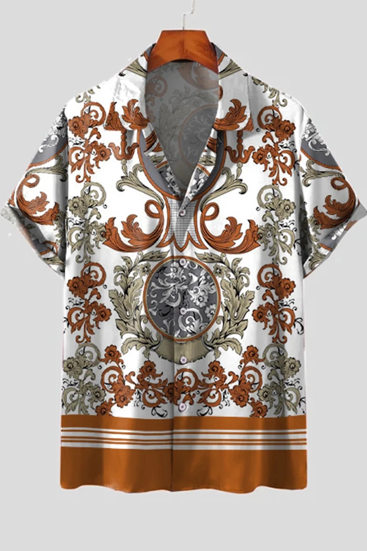 Orange Baroque Short Sleeve Shirt