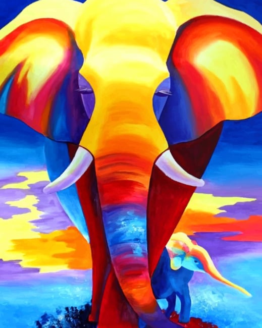 

Colorful Elephant – Paint By Numbers - 40*50CM, 501 Original
