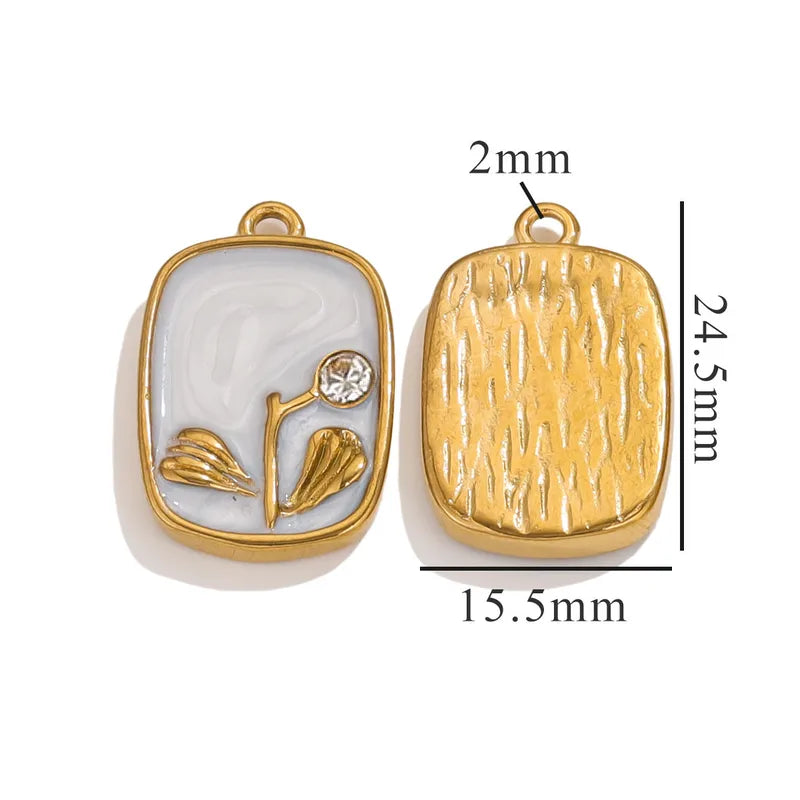 1 Piece 18 * 23mm 19mm 20.5mm 304 Stainless Steel Leaf Rose Flower Pendant Jewelry Accessories