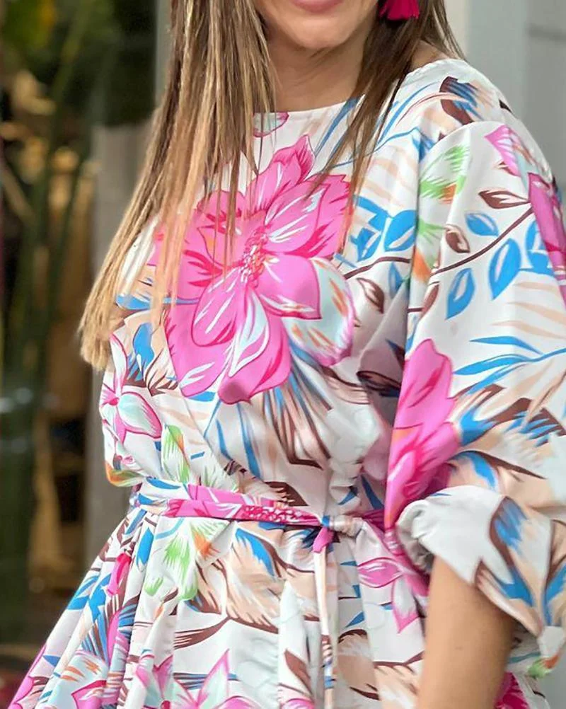 Floral Print Mini A-Line Casual Dress