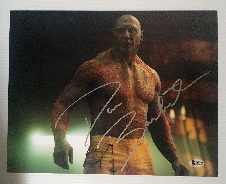 Dave bautista Signed Autographed 11x14 Photo Poster painting Drax GUARDIANS GALAXY BECKETT COA A