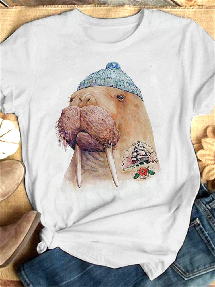 Tattooed Walrus Inspired Comfy T Shirt