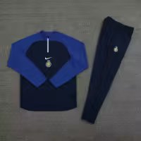 23/24 Al-Nassr Half-Pull Training Suit Blue Football Jersey Set Thai Quality