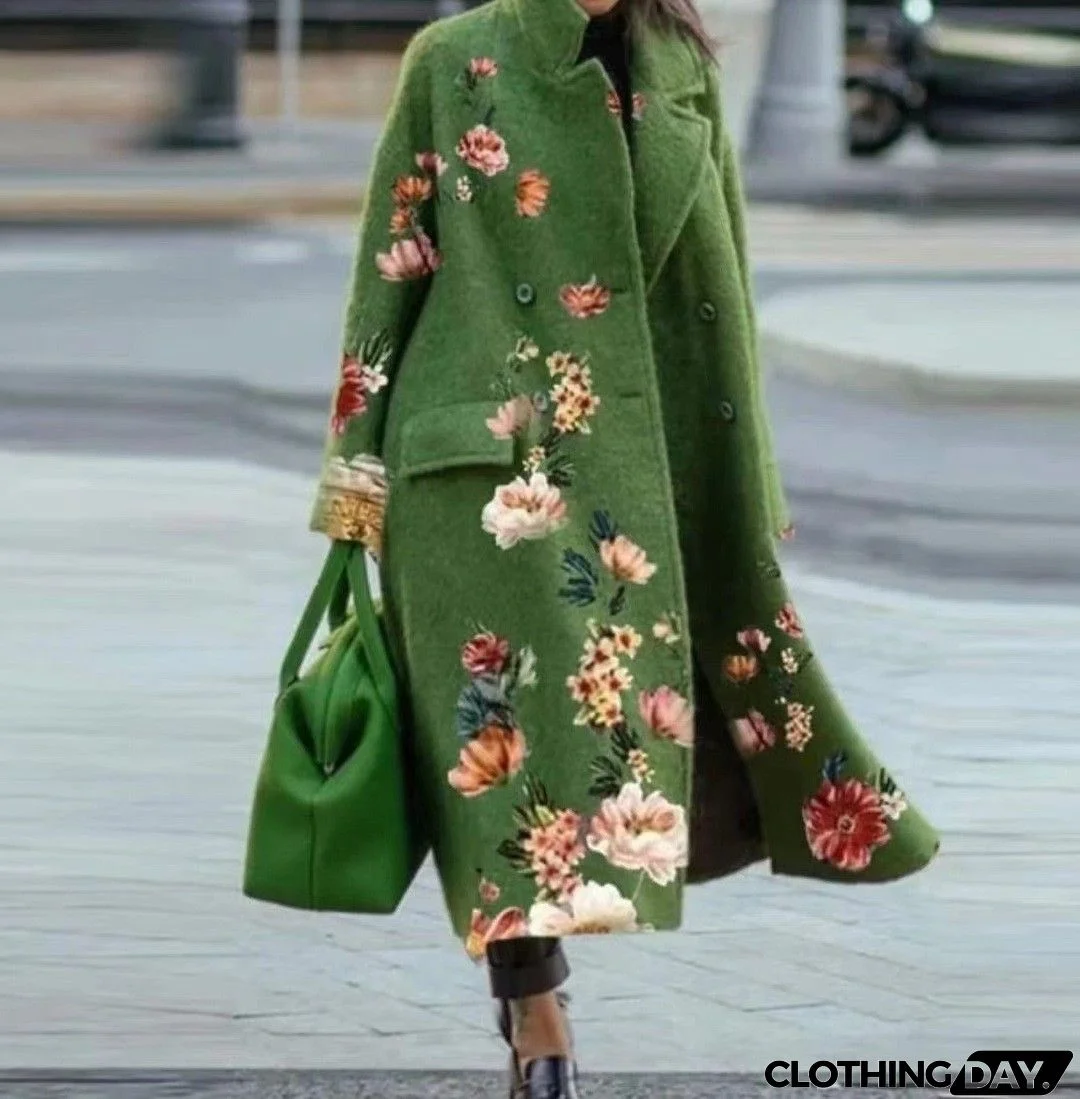 Women Fashion Autumn And Winter Long Sleeve Lapel Over Coat