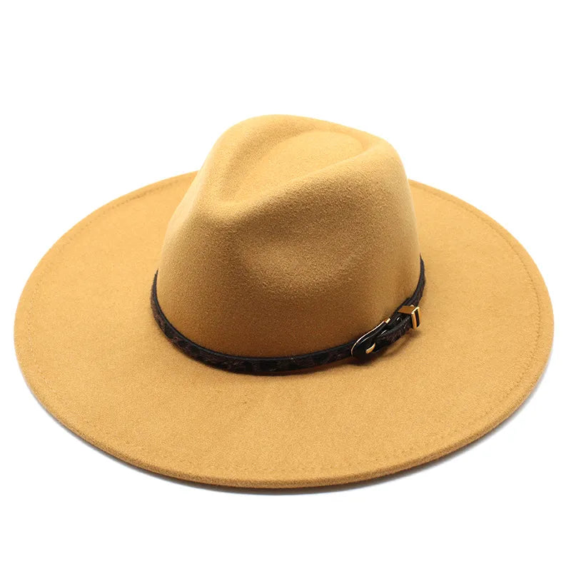 New Autumn And Winter Wool 9.5cm Big Brim Jazz Hat Men’s And Women’s Heart Top Chain Hat Felt Hat