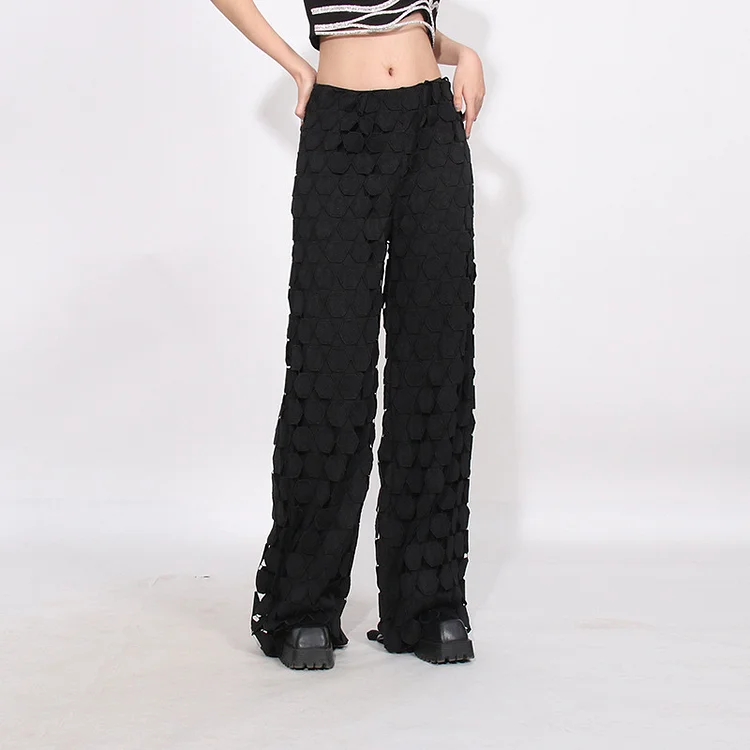 Niche Design Round Piece Embroidered High Waisted Trousers