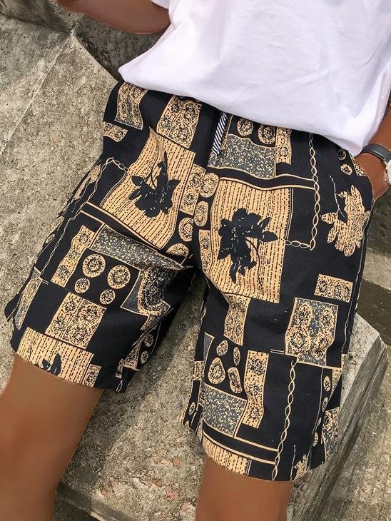 Casual and Comfortable Tribal Style Ethnic Stitching Men's Shorts