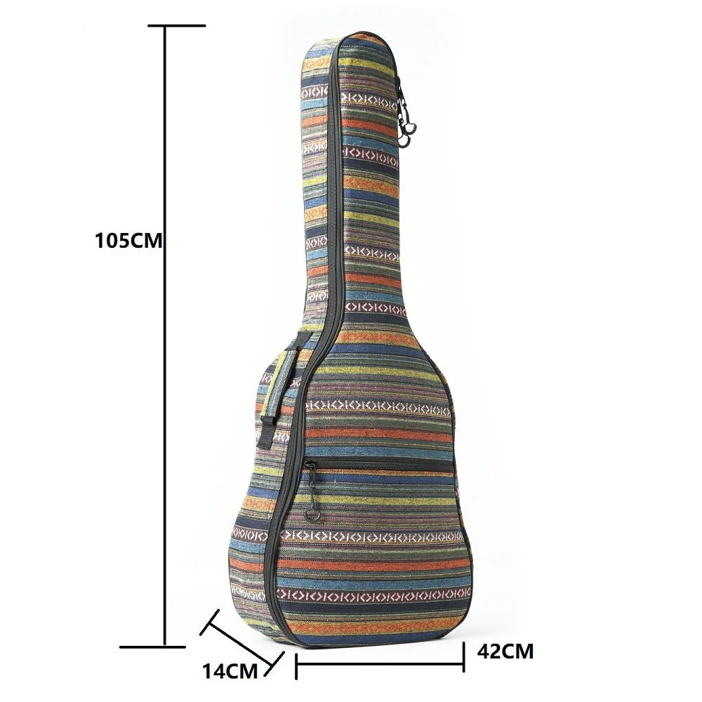 Instrument Bags & Cases of Guitars Folk Gitar Bag Vintage Knitted Material 40/41 Inches Guitar 10MM Sponge Gitars Backpack Bags