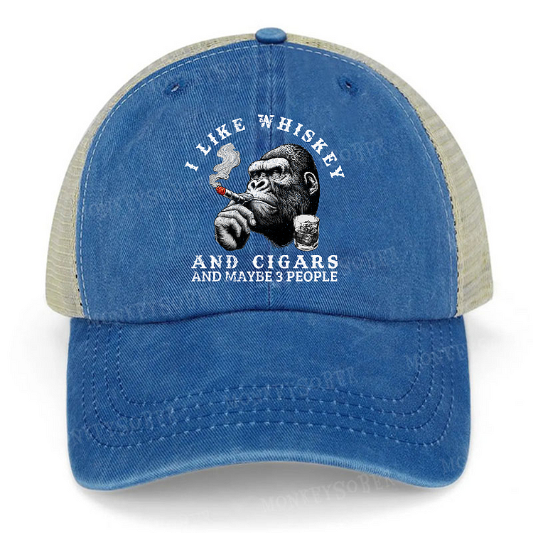 I Like Whiskey And Cigars And Maybe 3 People Men's Trucker Cap