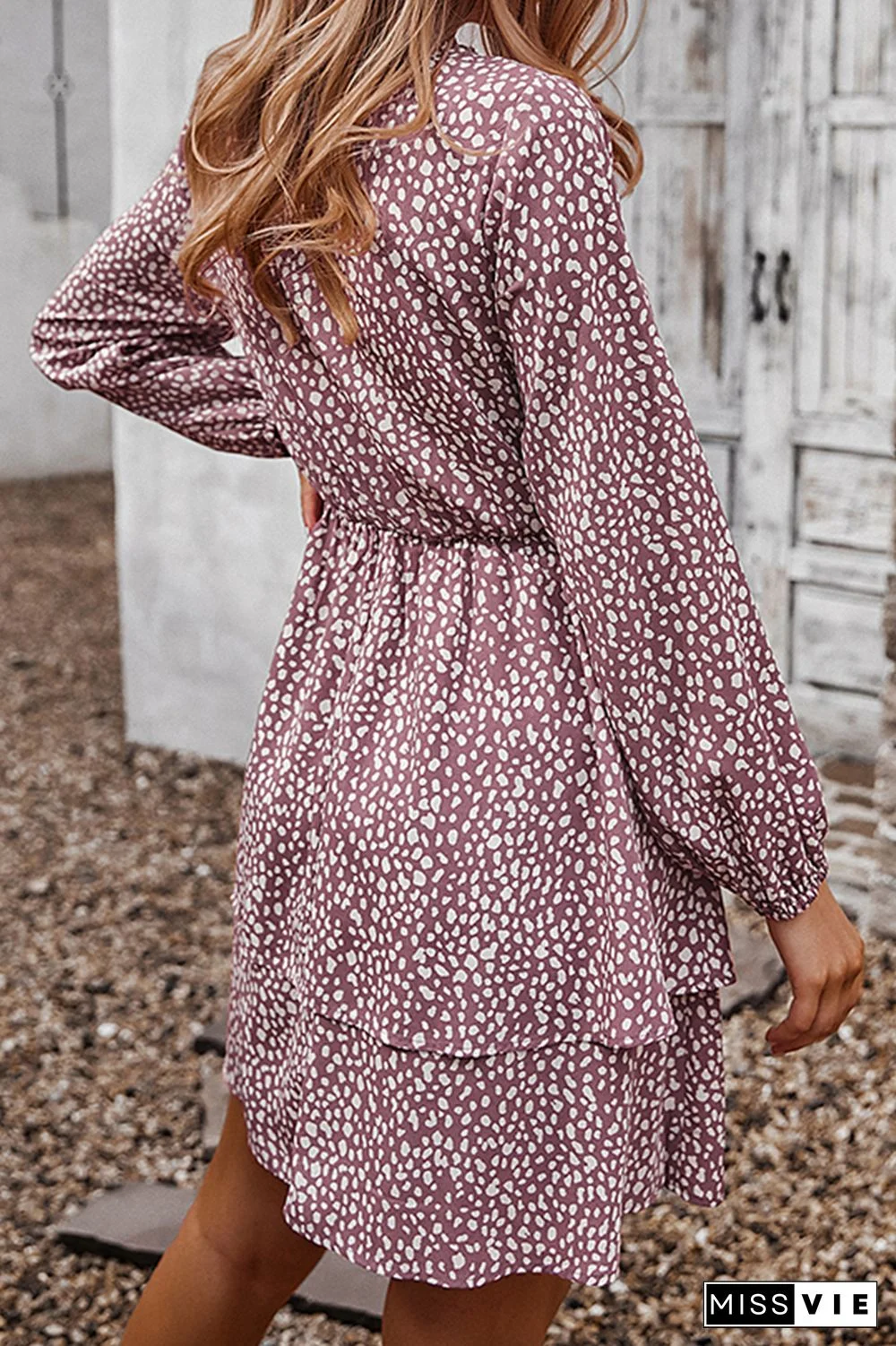 Elegant Print Split Joint Frenulum V Neck A Line Dresses