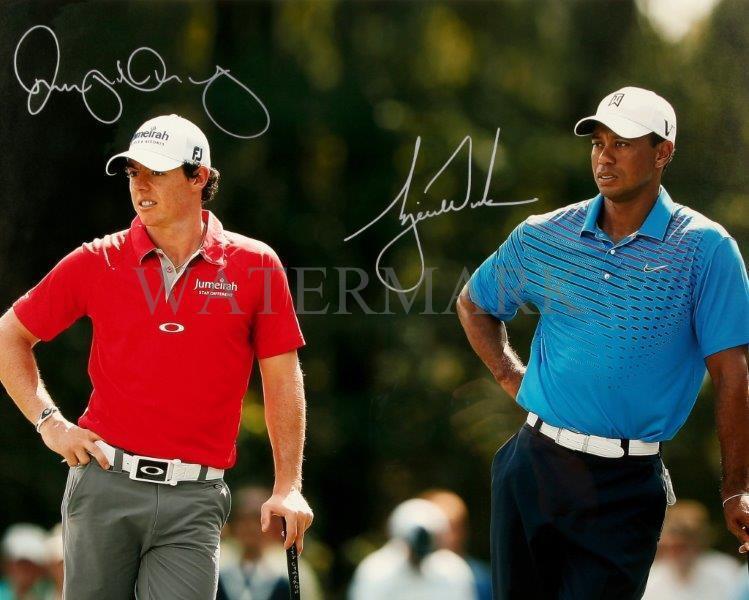 REPRINT - RORY MCILROY - TIGER WOODS Signed Glossy 8 x 10 Photo Poster painting Poster RP