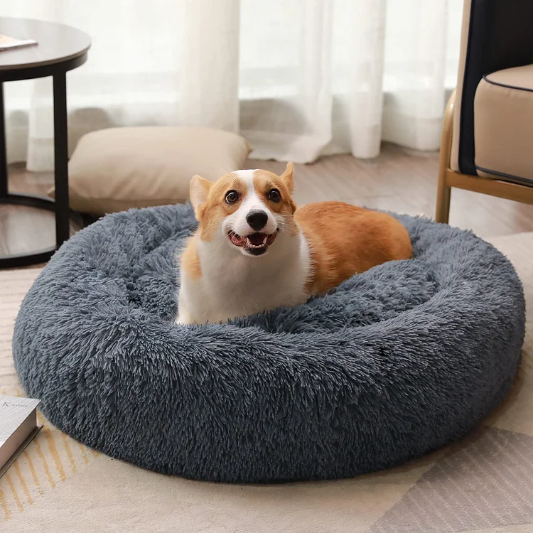 Anti-Anxiety Calming Bed for Pet Comfy Dark Grey 