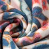 Blue Red Flowers Autumn Winter Shawl Scarf