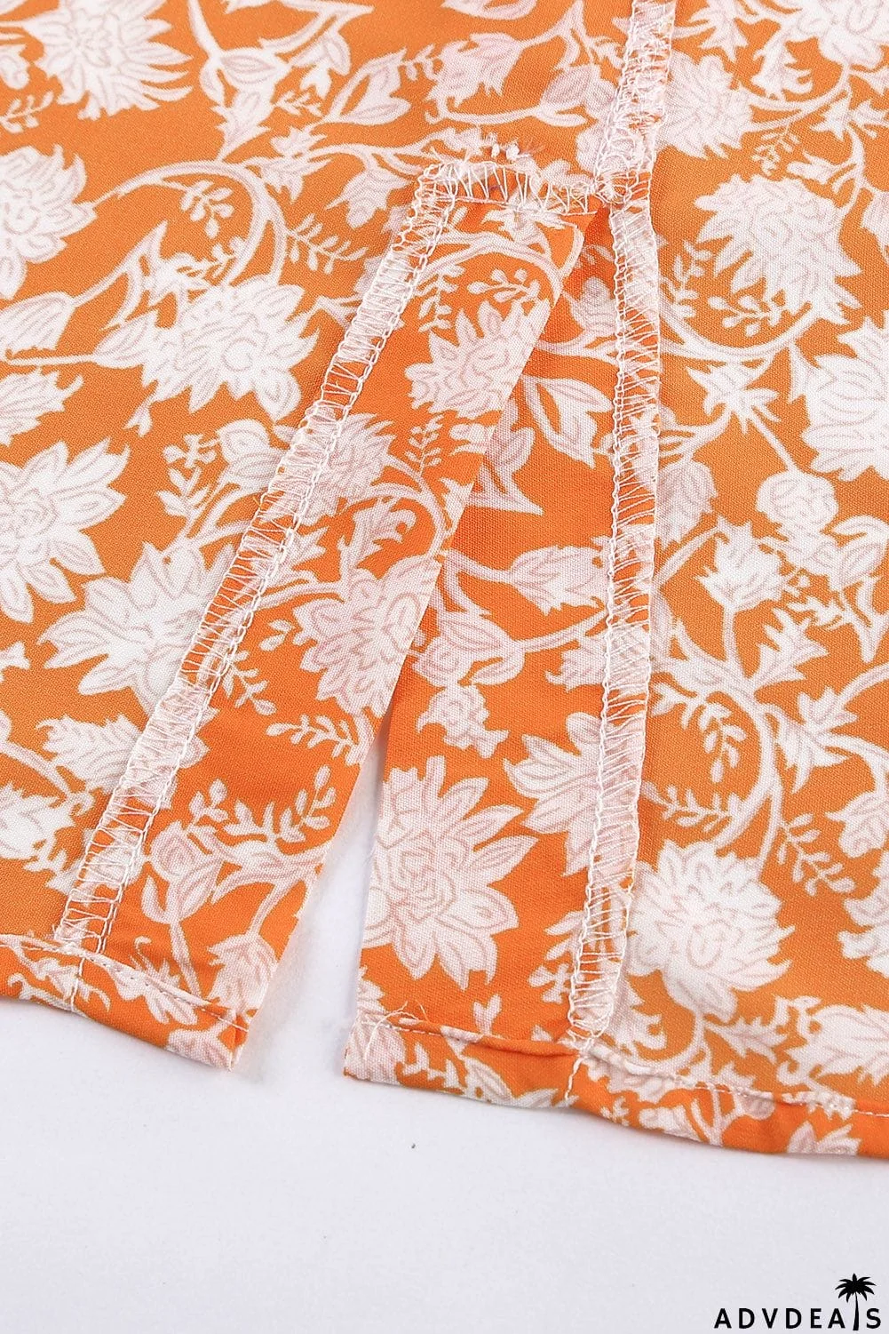 Dotted Print V Neck Drape Front Blouse