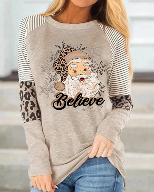 Women's Santa Snowflake Print Sweatshirt