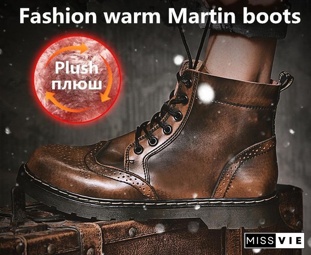 Leather Men Boots Winter Waterproof Ankle Boots Riding Boots Outdoor Working Snow Boots Men Shoes