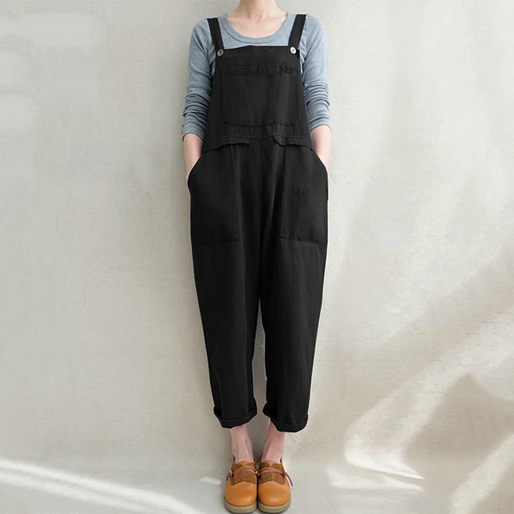 Solid Color Cotton And Linen Loose Straight Casual Pants