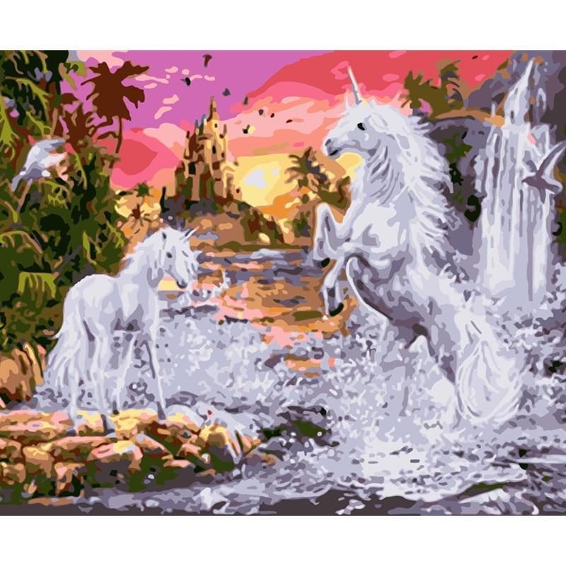 

Unicorn Playing With Its Colt – Paint By Numbers - 40*50CM, 501 Original