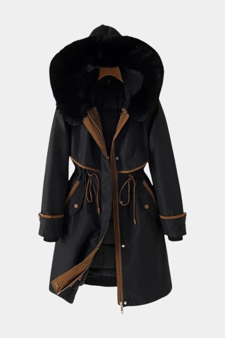 Luxe Faux-Fur Hooded Parka with Belted Waist