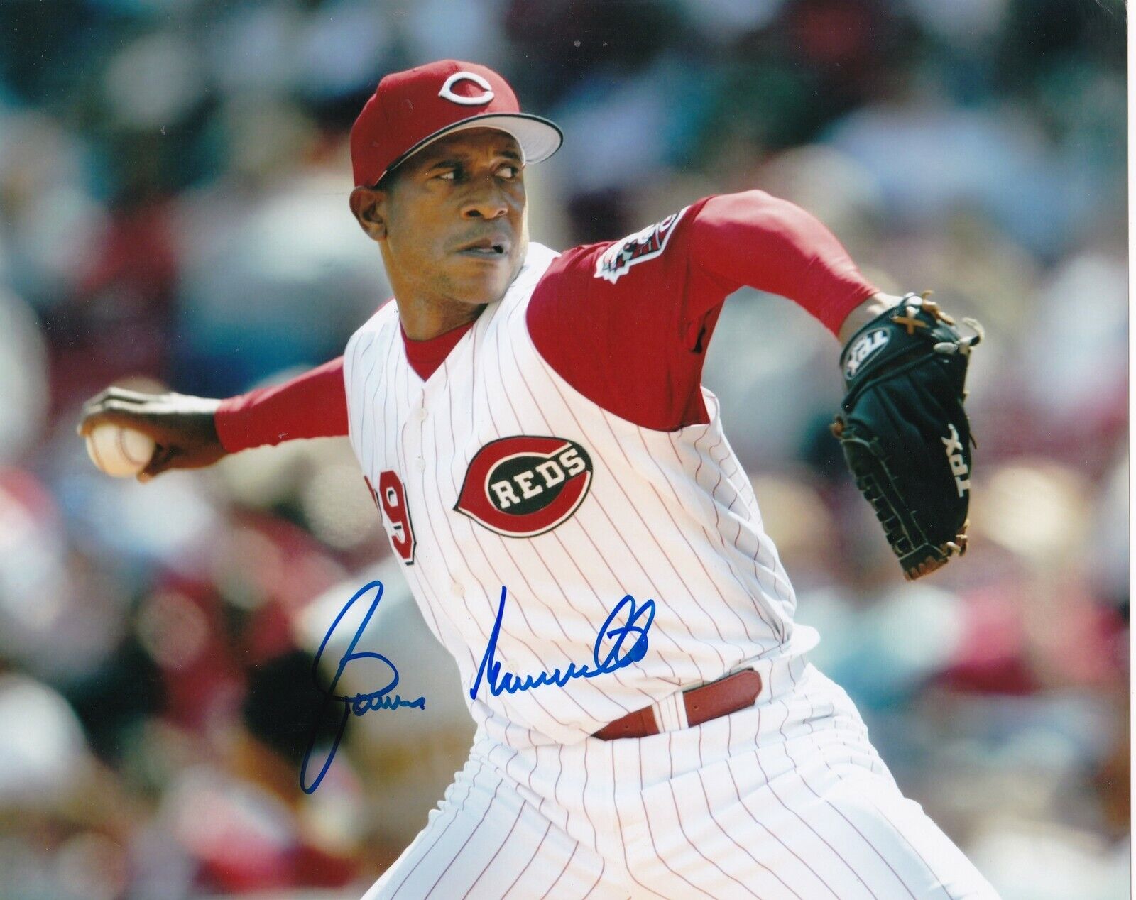 JOSIAS MANZANILLO CINCINNATI REDS ACTION SIGNED 8x10