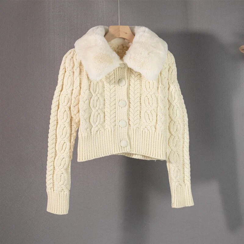 Woherb New 2022 Elegant Short Cardigans Fashionable Thicken Retro Knitted Women's Autumn Winter Sweaters Lady Tops SWC3059JX