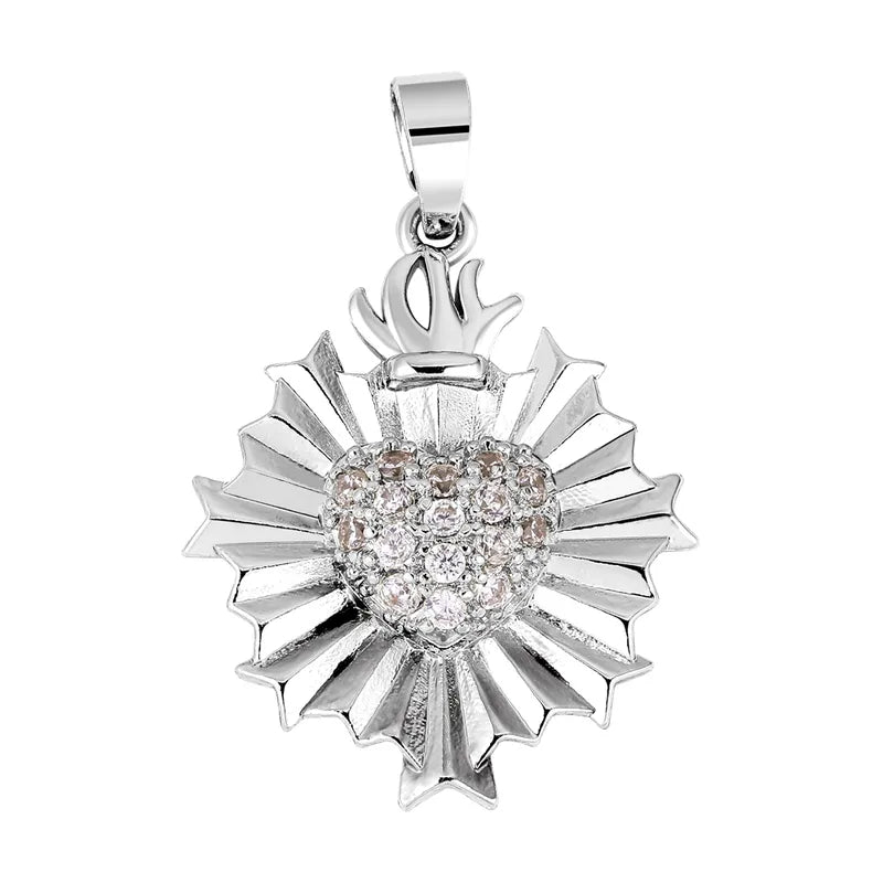 1 Piece 18.5*13.3MM Copper Zircon Geometric Heart Shape Flower Polished Pendant Jewelry Accessories