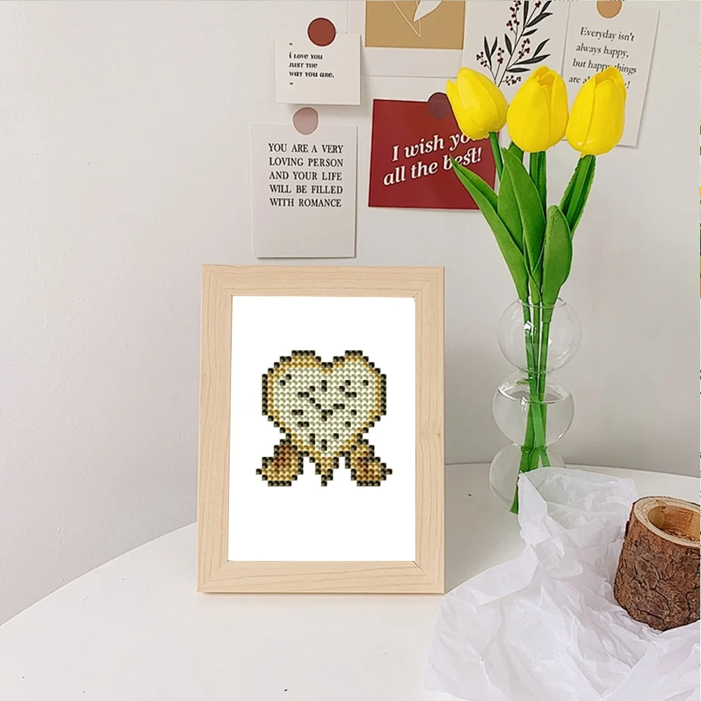 12pcs Clock DIY Mini Round Diamond Painting Set Desktop Decor No Frame12x8cm