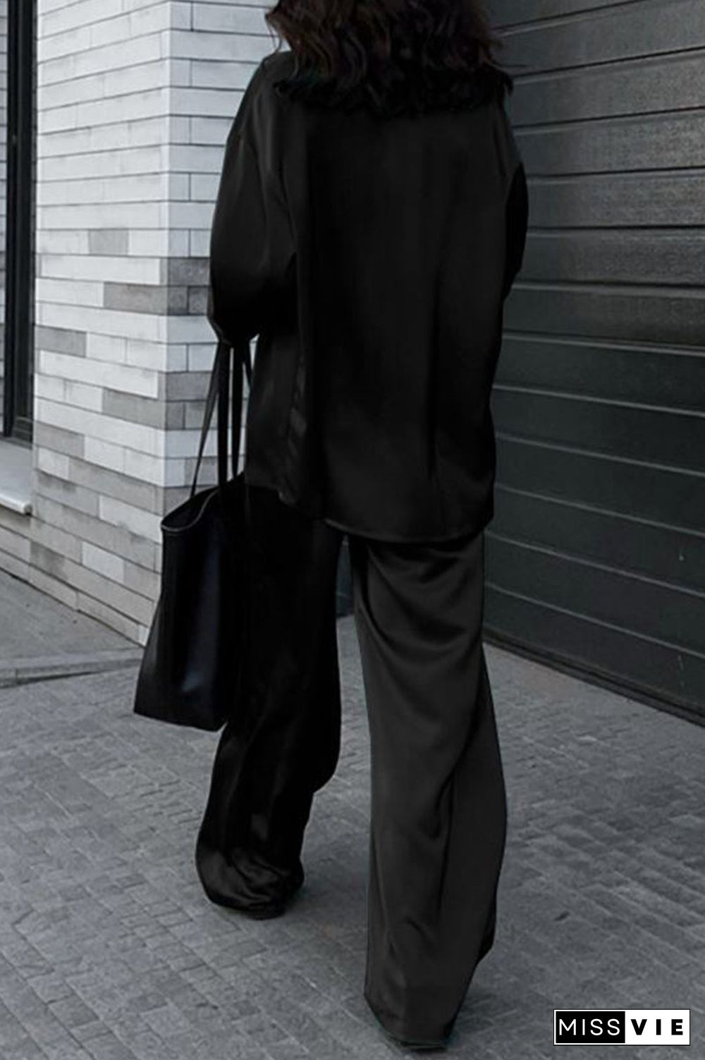 Casual Simplicity Solid Pocket Turndown Collar Long Sleeve Two Pieces