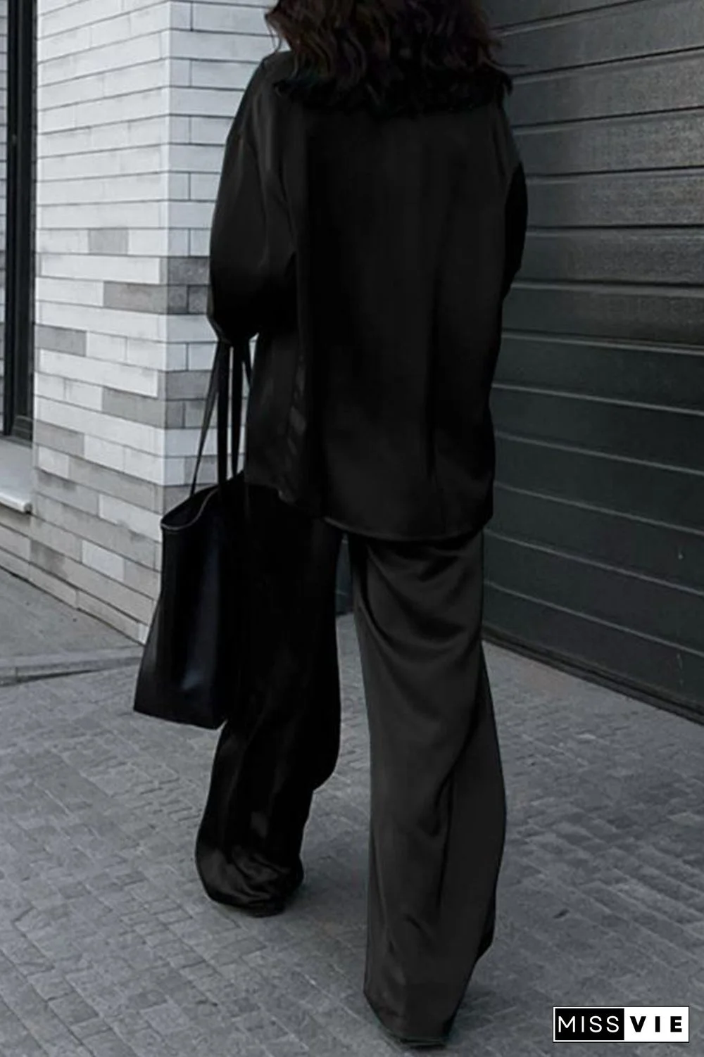 Casual Simplicity Solid Pocket Turndown Collar Long Sleeve Two Pieces