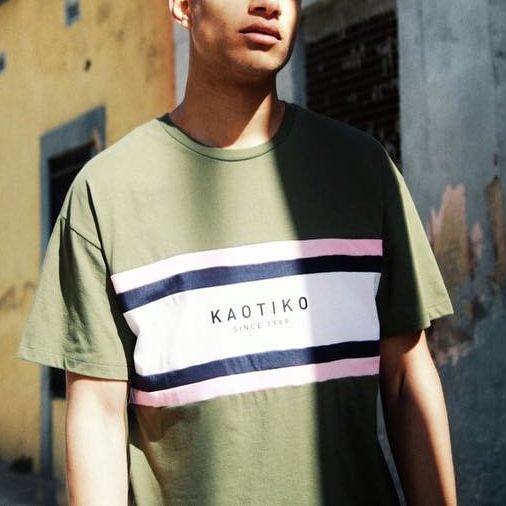 Men Vintage 'KAOTIKO' Striped T-shirt