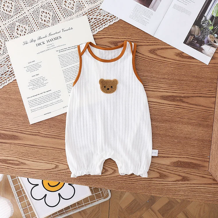 Baby Boy/Girl Suspender Bear Sleeveless Pullover Romper