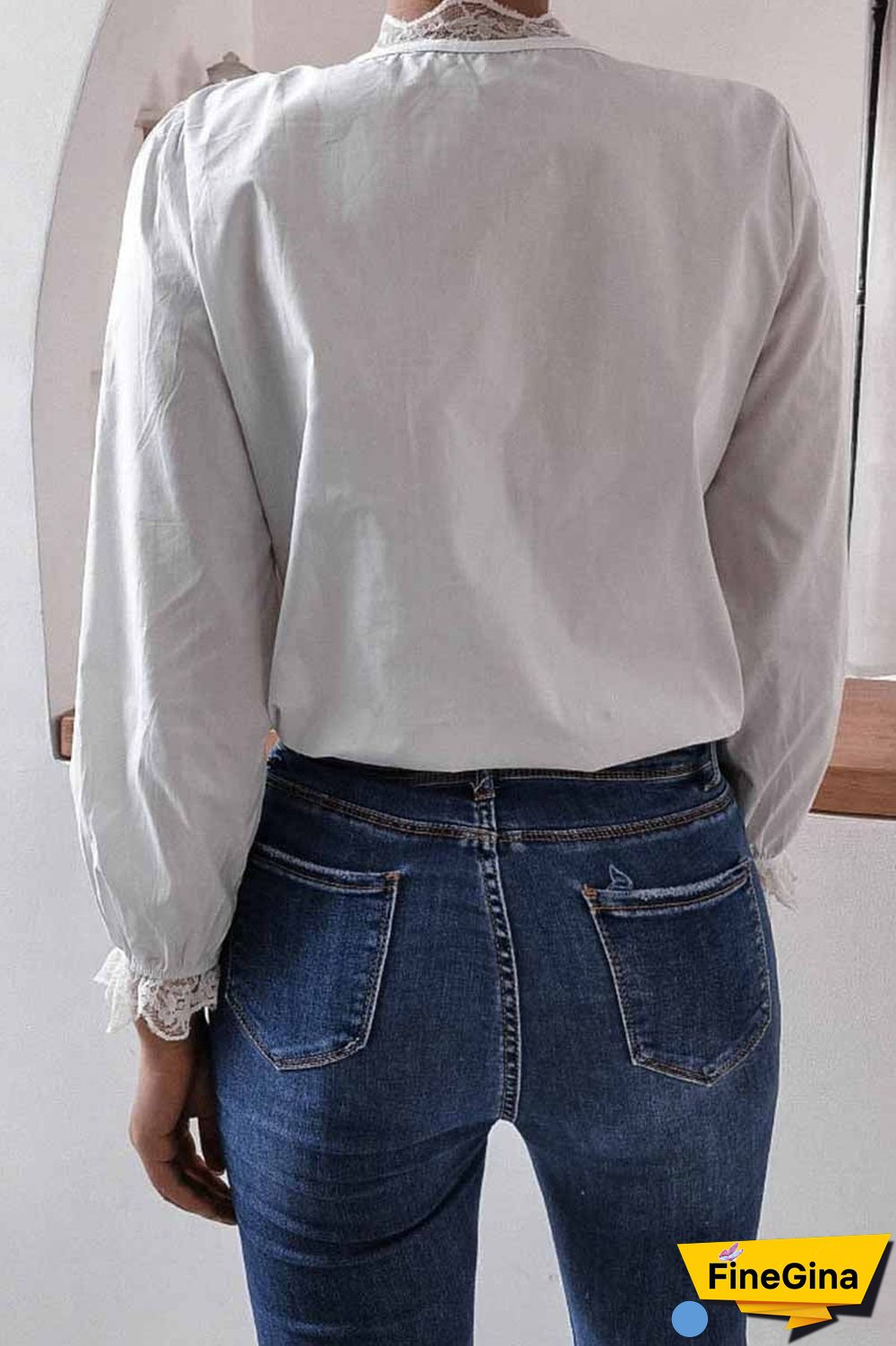 Long Sleeve Flared Sleeve Solid Color Shirt Tops