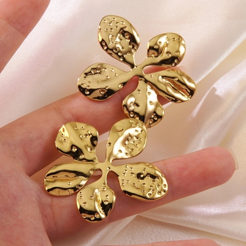 1 Pair Exaggerated Sweet Cool Style Flower Plating 304 Stainless Steel Imitation Gold  Ear Studs