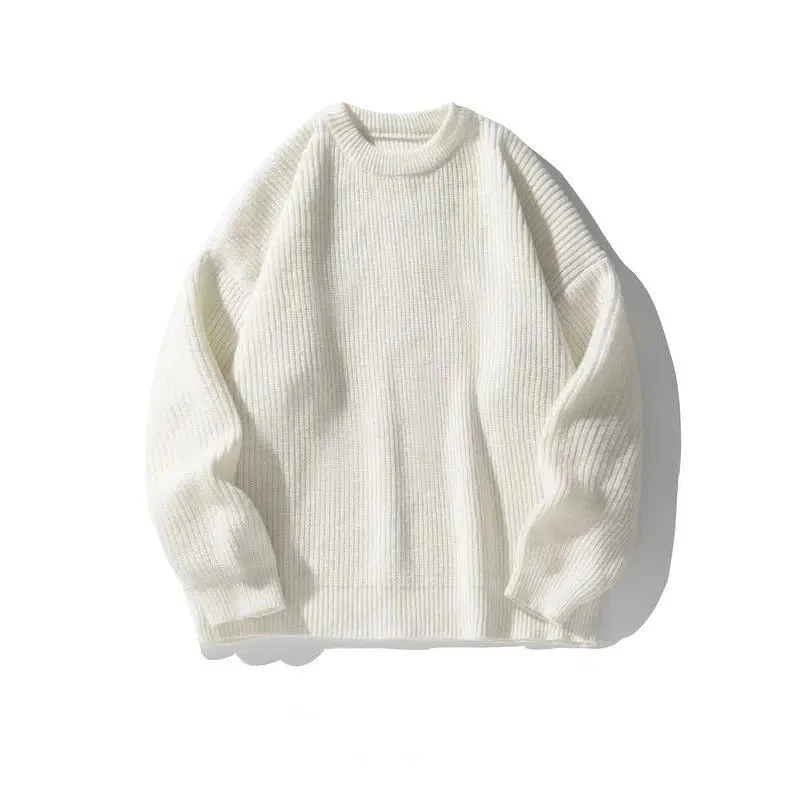Aonga Pleated Knitted Round Neck Bottoming Sweater aonga