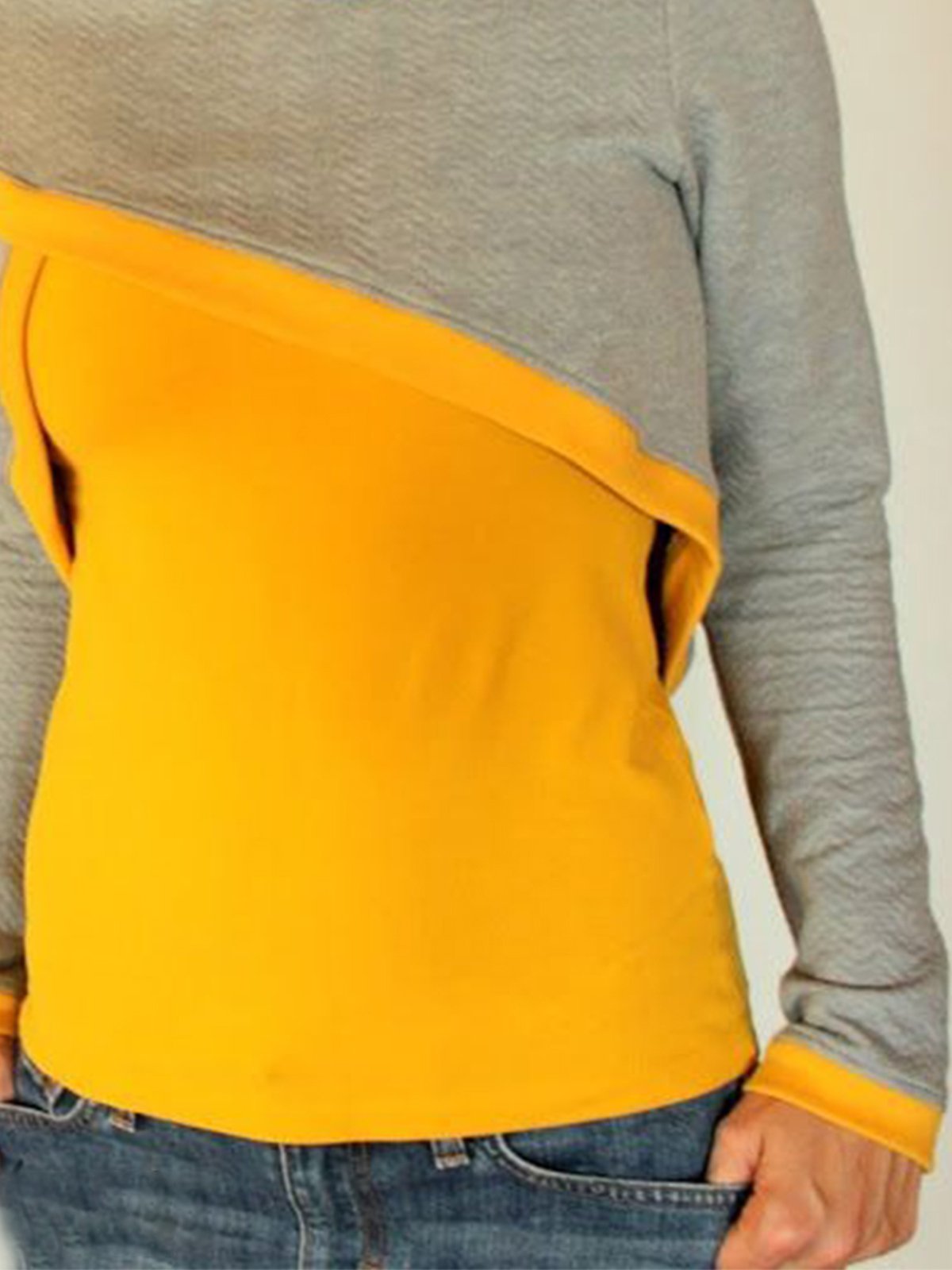 Vintage Color-block Plus Size Plain Long Sleeve Statement Casual Sweatshirts