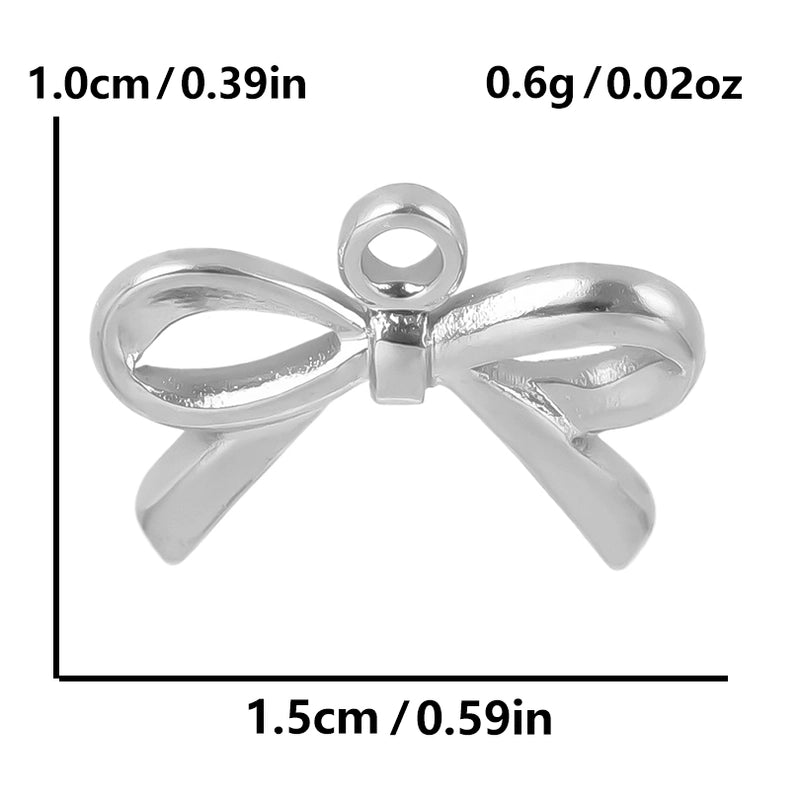 5 Pieces 28*20mm 28*42mm 33*29mm 304 Stainless Steel 18K Gold Plated Bow Knot Polished Pendant