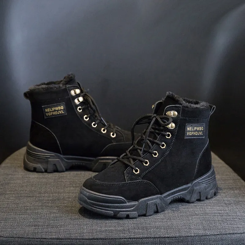 Ladies thickened sneakers 2021 winter thick-soled fur all-in-one women boots plus velvet snow boots beige fashion women's shoes