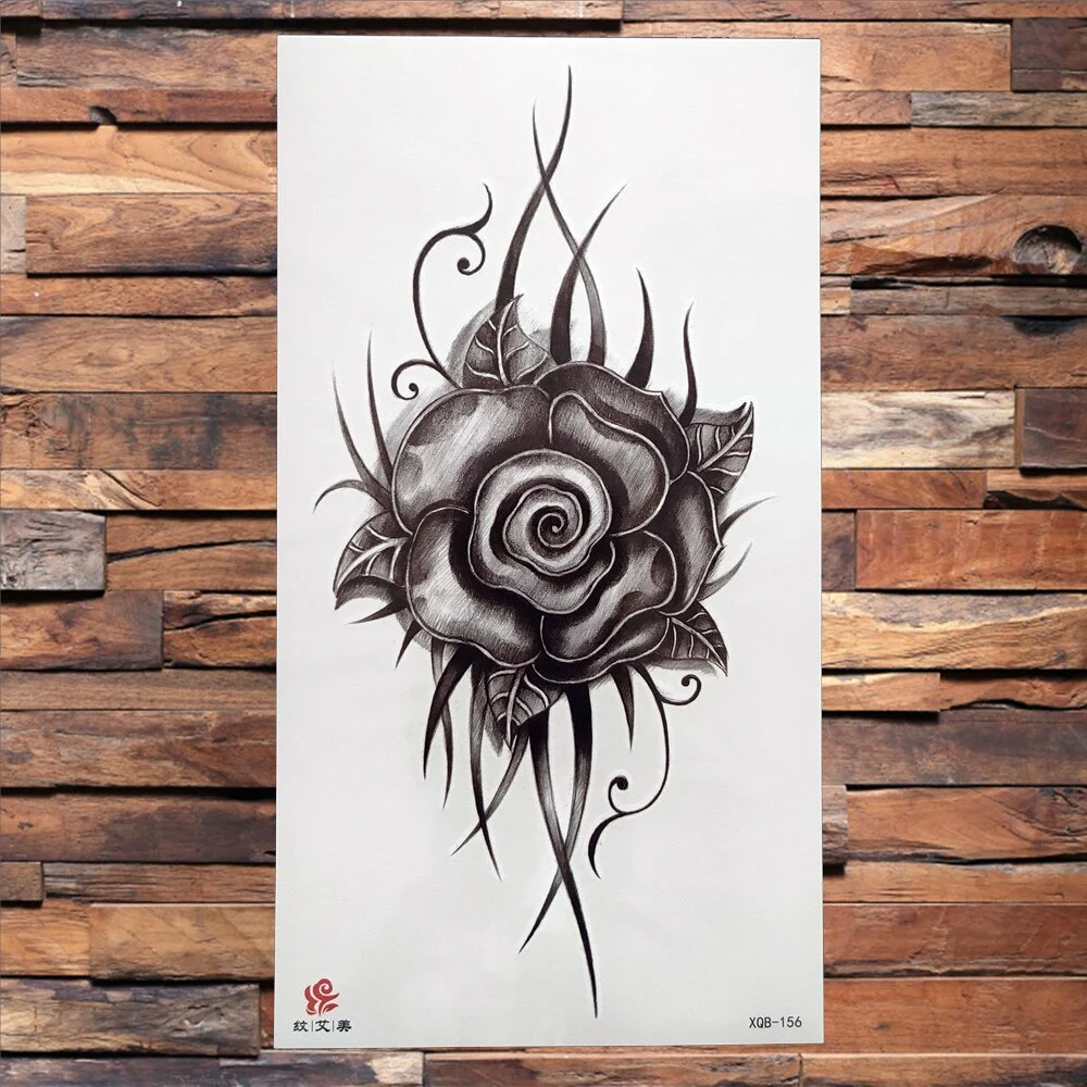 Black Dragon King Temporary Tattoo For Men Women Tree Snake Flower Tattoos Waterproof Unique Sword Flash Fake Tatoos Armbands