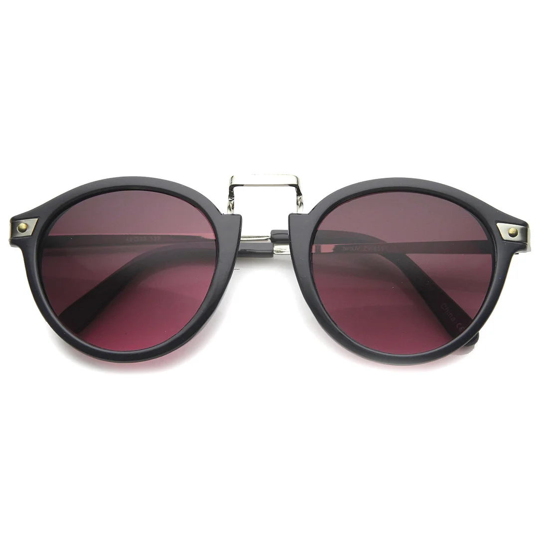 Retro Horn Rimmed Metal Nose Bridge P3 Round glasses 50mm