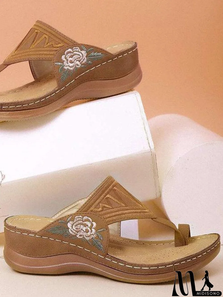 Embroidery Orthopedic Comfy Flip Flop Sandals for Women