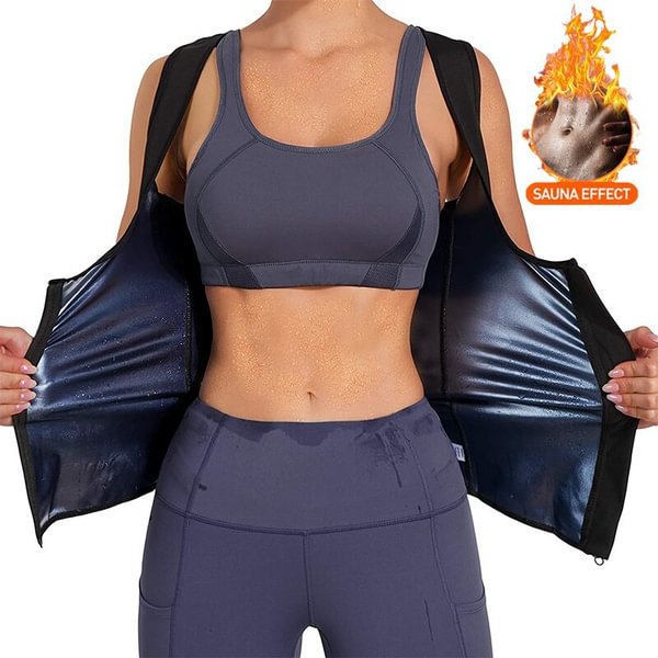 Lilvigor Women Sauna Shaper Vest Thermo Sweat Shapewear Tank Top Slimming Vest Waist Trainer Corset Gym Fitness Hot Workout Zipper Shirt - Life is Beautiful for You - SheChoic