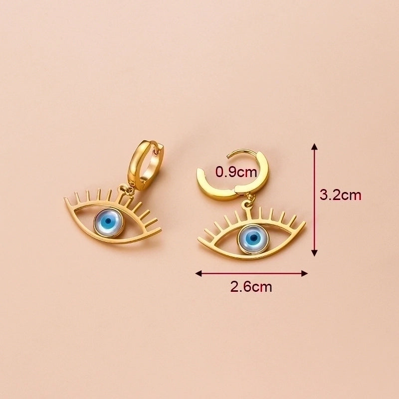 1 Pair Fashion Eye Plating 304 Stainless Steel Stainless Steel Earrings