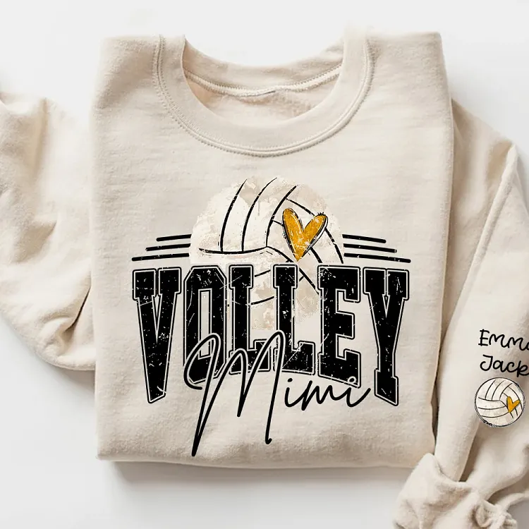 Custom Volleyball Mimi Sweatshirt, Personalized with Kids Names, Volleyball Fan Sweatshirt