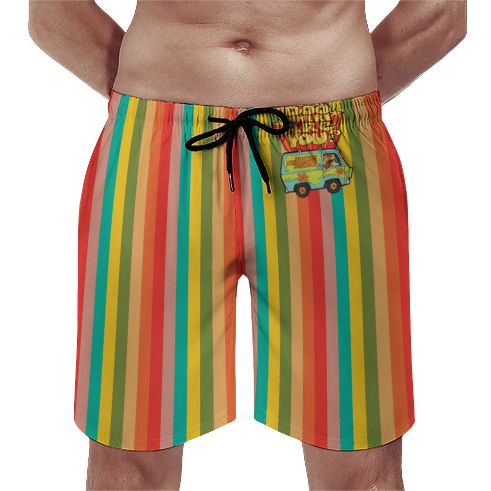 Scooby Doo Where Are You Retro Cartoon Van Elegant Men's Swim Trunks Summer Board Shorts Quick Dry Beach Short with Pockets