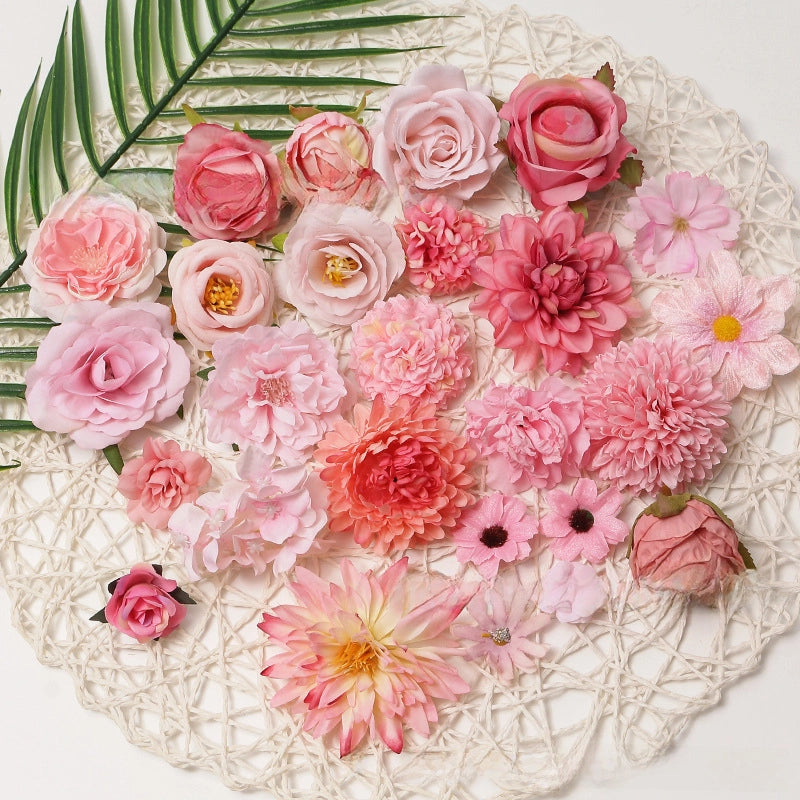 10 Pieces Pink Artificial Flower Wedding Shooting Props Handmade Diy Hair Accessories Decoration Flower Box Material