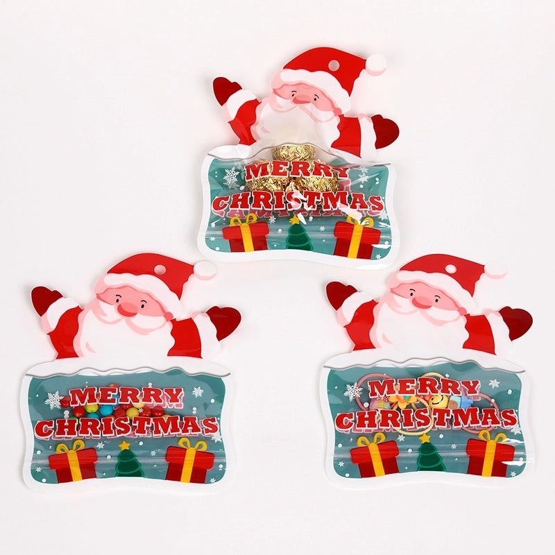Christmas Gift Decoration Packaging Kindergarten Shopping Mall Gift Bag Cute Cartoon Special-shaped Self-sealing Bag In Stock