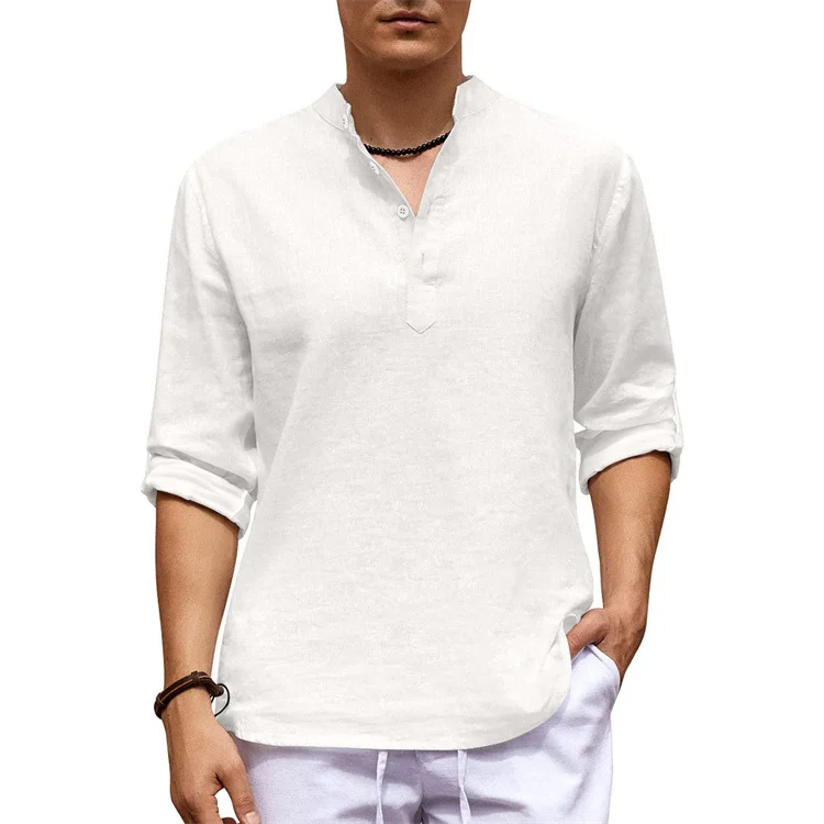 Casual Stand Collar Solid Color Long Sleeve Shirt