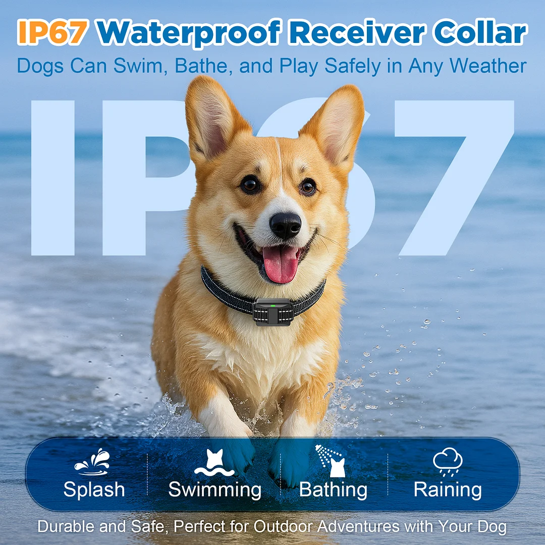 Dog Training Collar with Remote for All Dog Sizes, 1640FT Range IP67-Rated Dog Shock Collar with Beep Vibration Safe Shock, Safety Lock, Reflective Nylon Collar, Rechargeable