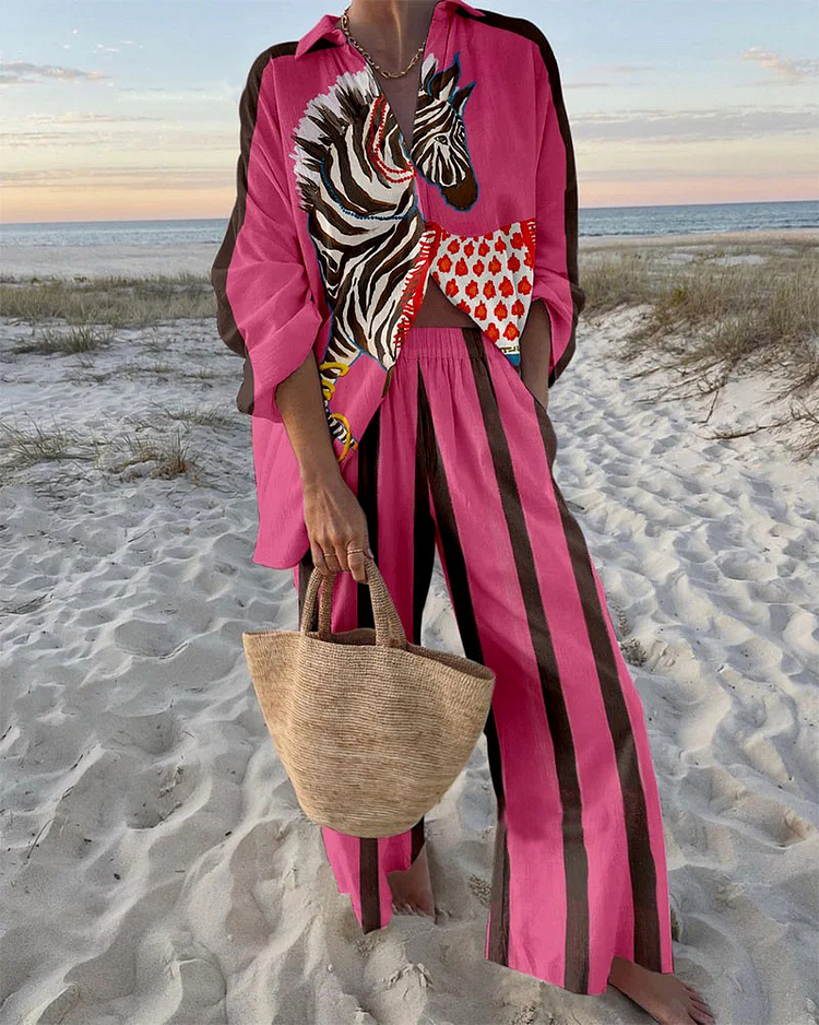 Pink Zebra Print Two-Piece Set